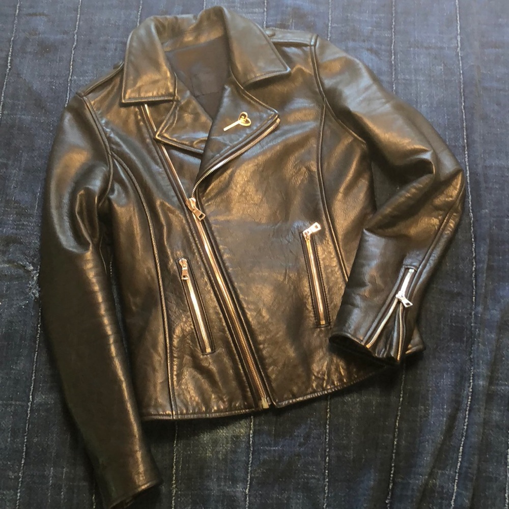 Leather motorcycle style jacket